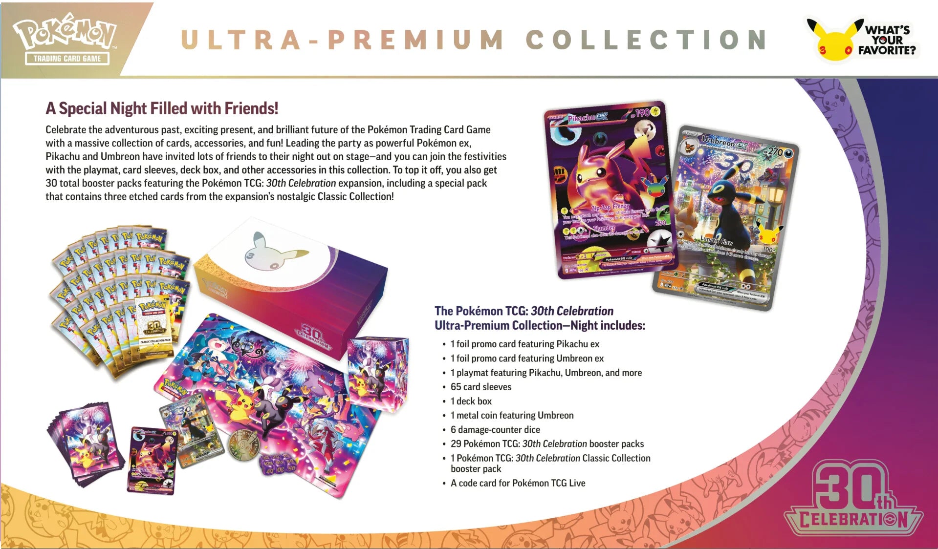 Pokémon 30th Celebrations Ultra Premium Collection Night Back