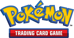Pokémon Trading Card Game logo with blue and yellow text on a white background